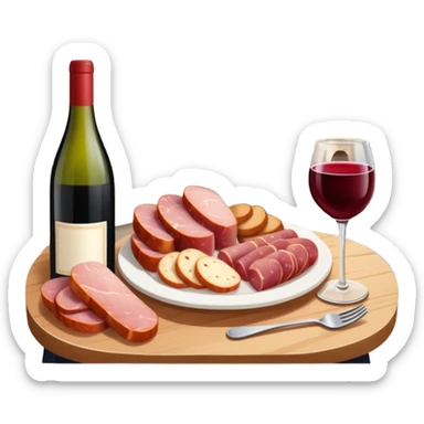 SPAM charcuterie AND wine at a paris cafe painting landscape  sticker