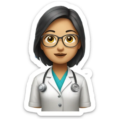 Asian Scientist girl with Indian flag, Korean flag above her sticker