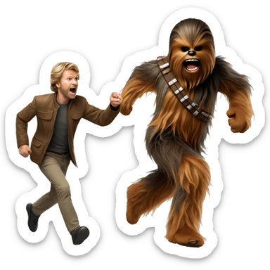 chewbacca chasing a person sticker