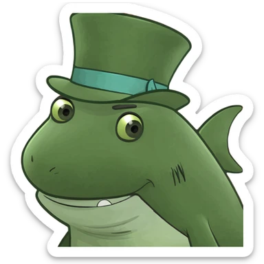Shark with a top hat sticker