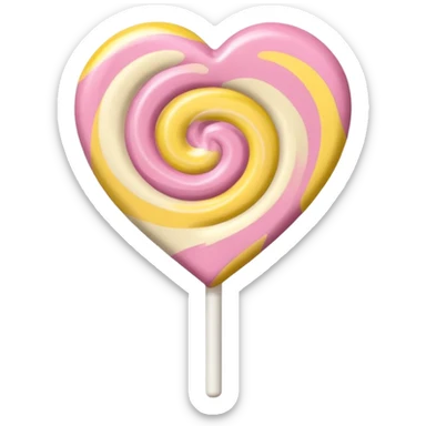 A lollipop heart in soft pink, beige and yellow pastel colors sticker
