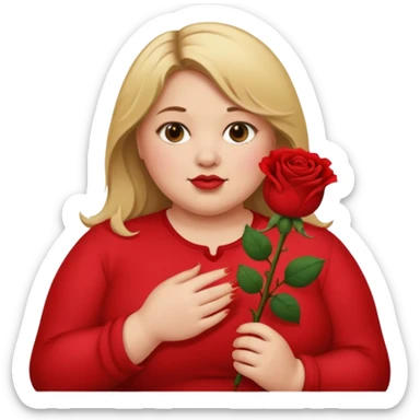 ash Trevino is a fat girl with dirty blonde hair and has a rose in her hand , really fat sticker