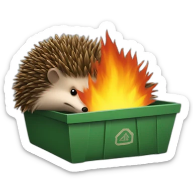 dumpster fire hedgehog sticker