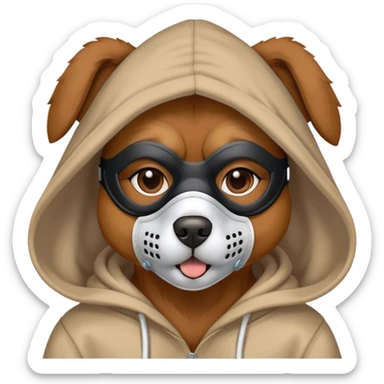 Dog wearing hoodie and mask  sticker