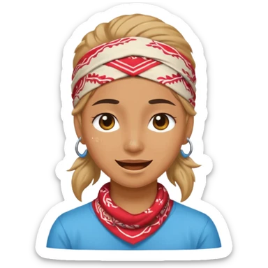 Happy face with tier on eyes and bandana on her hair sticker