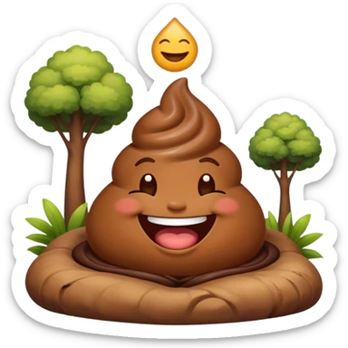 meditating laughing poop emoji landscape  sticker