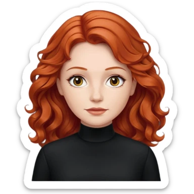 Julia Grant from Summer of Fear with medium red wavy hair, black outfit sticker