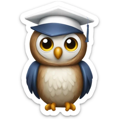 an owl in a scientific cap sticker