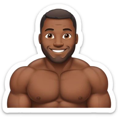 A large, muscular black man with a friendly smile sticker