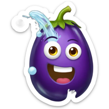 eggplant squirting water sticker