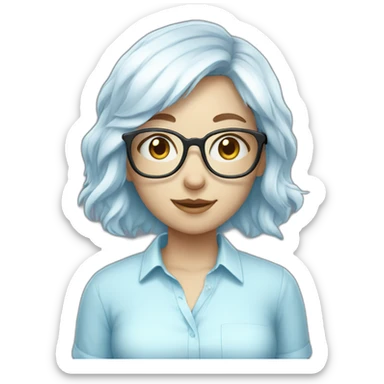 white catgirl with glasses and light blue shirt sticker