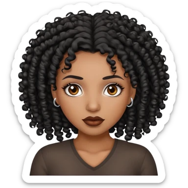 african american woman with curly blacky hair, grey eyes, and full lips and piercings sticker