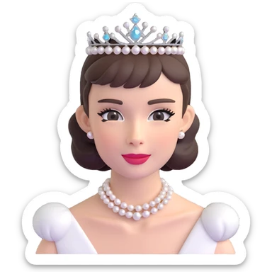 Audrey Hepburn iconic Breakfast at Tiffany's look with tiara and pearls sticker