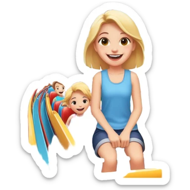 person excitedly going to an amusement park, with a roller coaster or ferris wheel in the background sticker