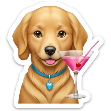 female golden retriever drinking pink martini  sticker