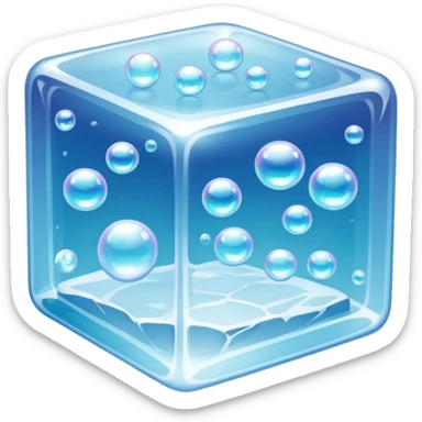 Hundreds of Bubbles surrounding an ice cube sticker
