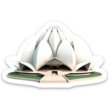 Cinematic Realistic Lotus Temple Landmark Emoji, showcasing the modern architectural marvel with petal‚Äêlike structures rendered with dynamic lighting and graceful textures. sticker