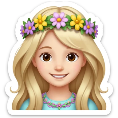 smiling girl with long hair at Easter  sticker