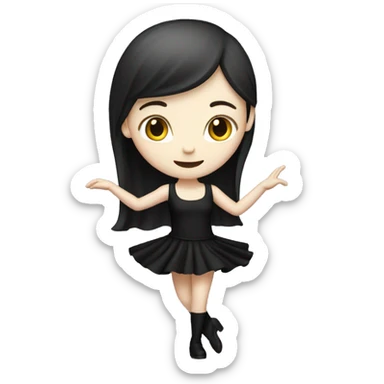 Pale girl with long black dancing  sticker