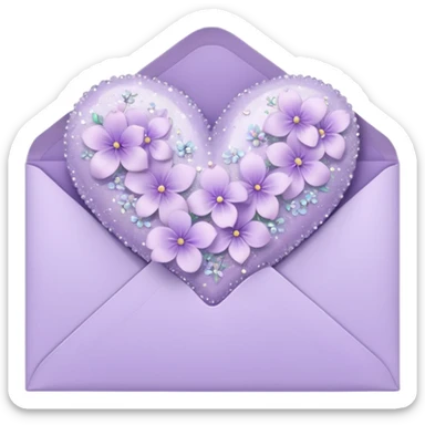 a closed pastel lavender lilac floral heart shiny sparkly glittery aesthetic romantic vintage envelope  sticker