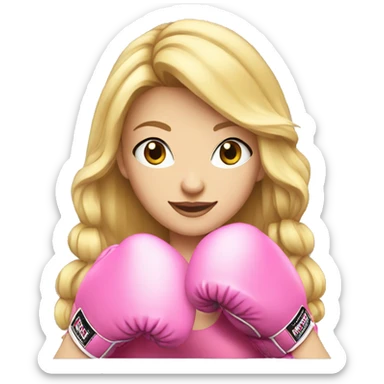 blonde girl wearing pink boxing gloves sticker