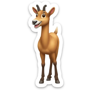 happy smiling brown chamois left hoof up sticker