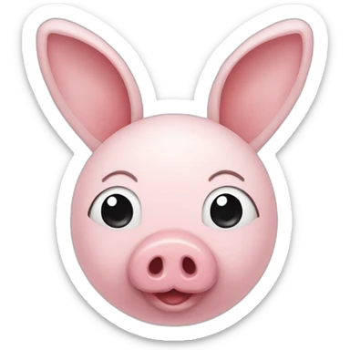 pig face with bunny ears sticker