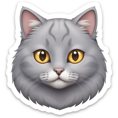 Cute gray cat sticker