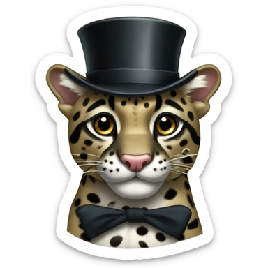 Clouded leopard with top hat and monocle sticker