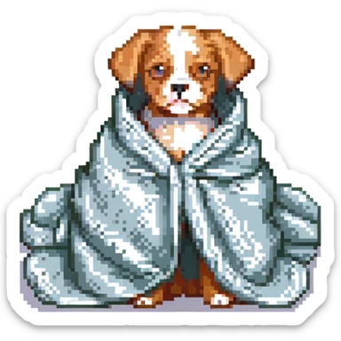 dog wrapped in a blanket sticker