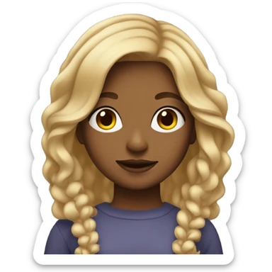 A girl with blonde front strands and light brown hair color sticker