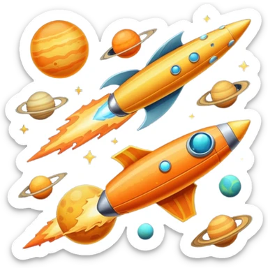 Vintage Planets comet streak motion sticker