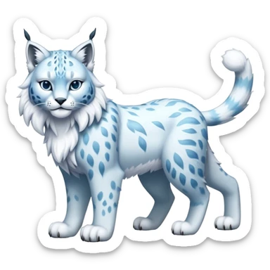 Fancy deluxe luxurious aesthetic elegant Snowy fluffy Ice-type Fakémon-Lynx full body sticker