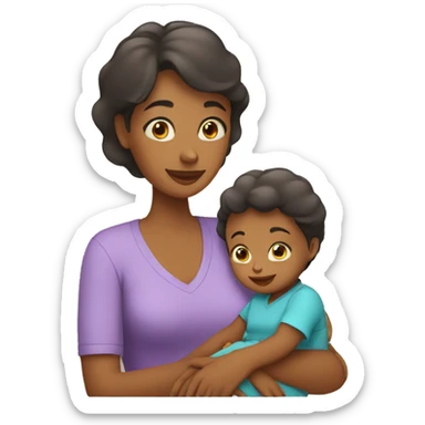 mom taking care of child  sticker