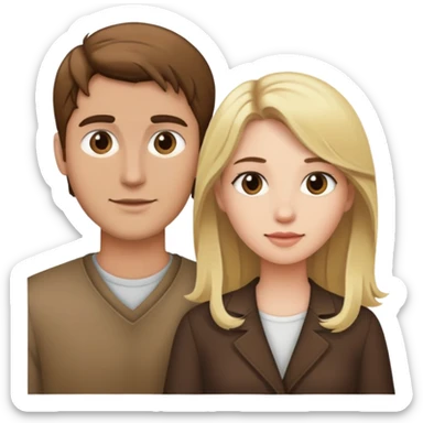 Brown hair man and blonde hair girl couple  sticker