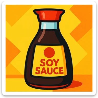 a bottle of soy sauce, cartoon style sticker