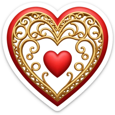 filigree valentine heart design, 3D, very detailed, hollow center sticker