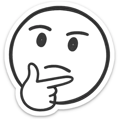 Minimalist thinking emoji, simple and elegant, abstract representation of thinking, monochrome sticker