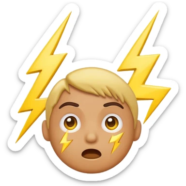 shocked emoji, lightning bolt above head sticker