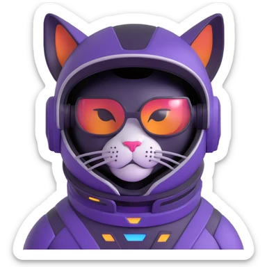 space cat with futuristic visor sticker