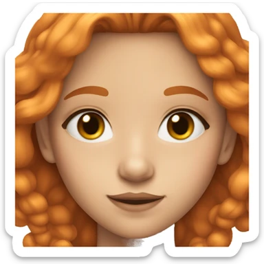 12 year old transgender girl with brown eyes, orange medium length hair and mascara sticker