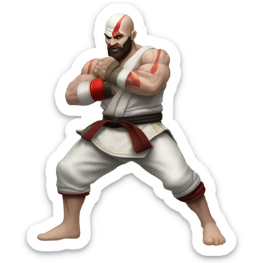 Kratos doing jiujitsu  sticker