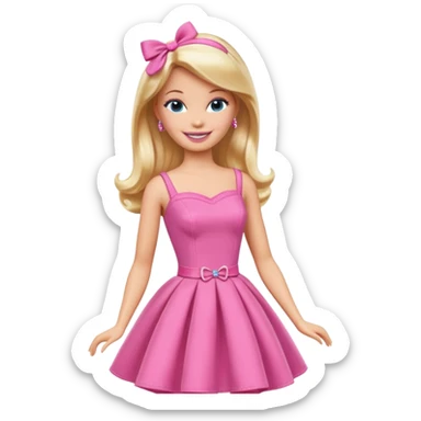 barbie wear pink dress sticker