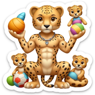 cheetah with a body and toys sticker