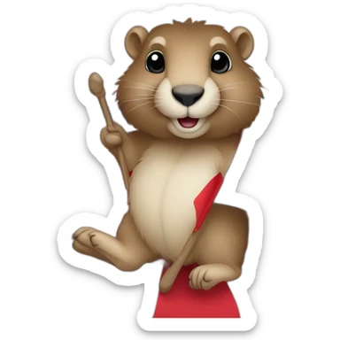 cute marmot holding the serbian flag red blue white sticker