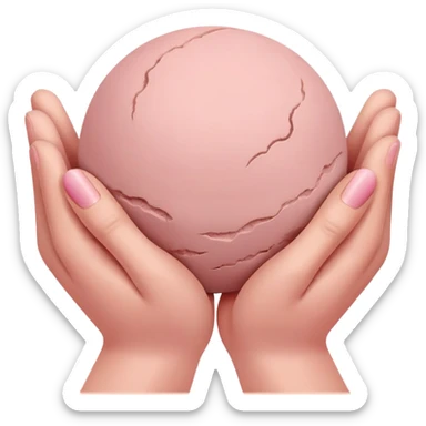 two hands kneading a small pink ball of clay sticker