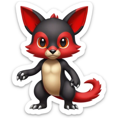 Cute cool black red animal hybrid Fakemon full body sticker