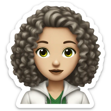 gangster white girl curly dark brown hair dark green eyes sticker