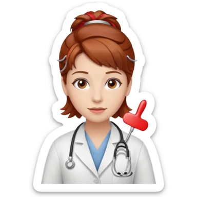 doctor with  hair and red hairclips  sticker