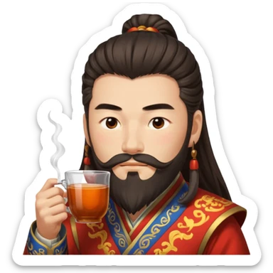 Lu bu squinting while drinking tea  sticker